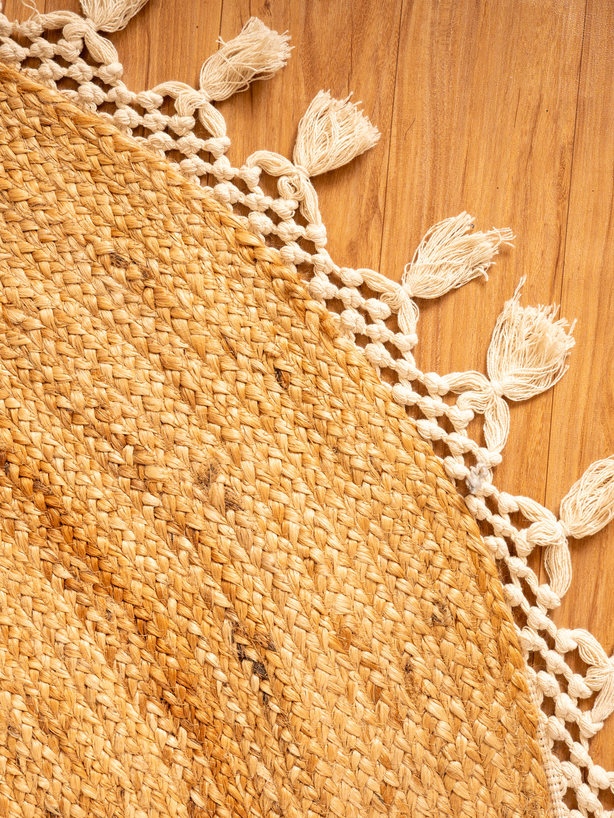 Natural Jute and Cotton Floor Round Carpet Ultra Large - 4x4