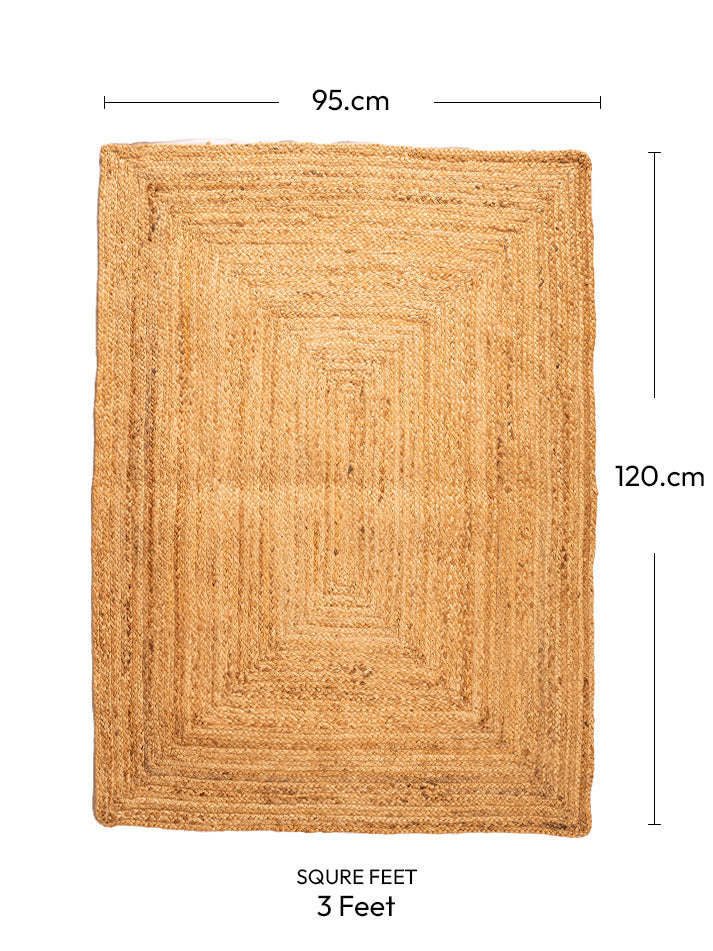 Natural Jute Floor Rectangle Carpet Ultra Large - 4x3
