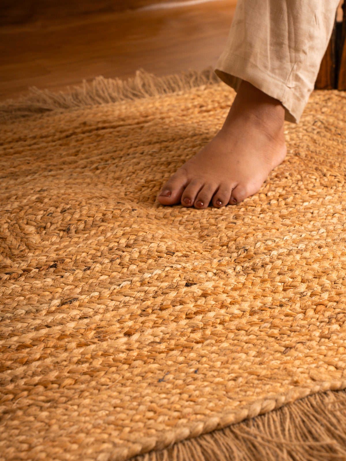 Natural Jute Floor Lace Rectangle Carpet- Ultra Large 4x3