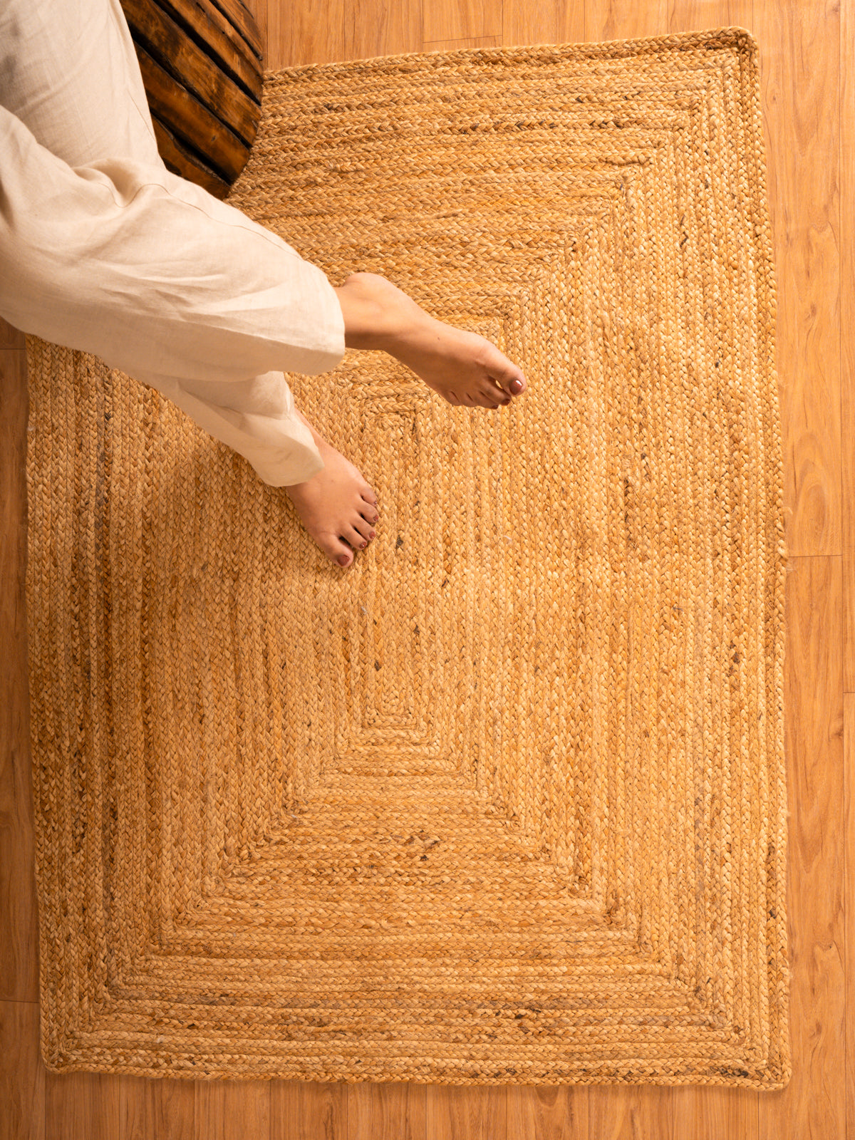 Natural Jute Floor Rectangle Carpet Ultra Large -  4x3