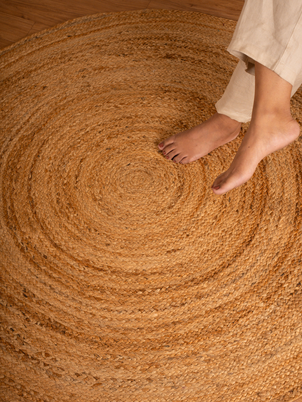 Natural Jute Floor Round Carpet - Ultra Large - 4x4