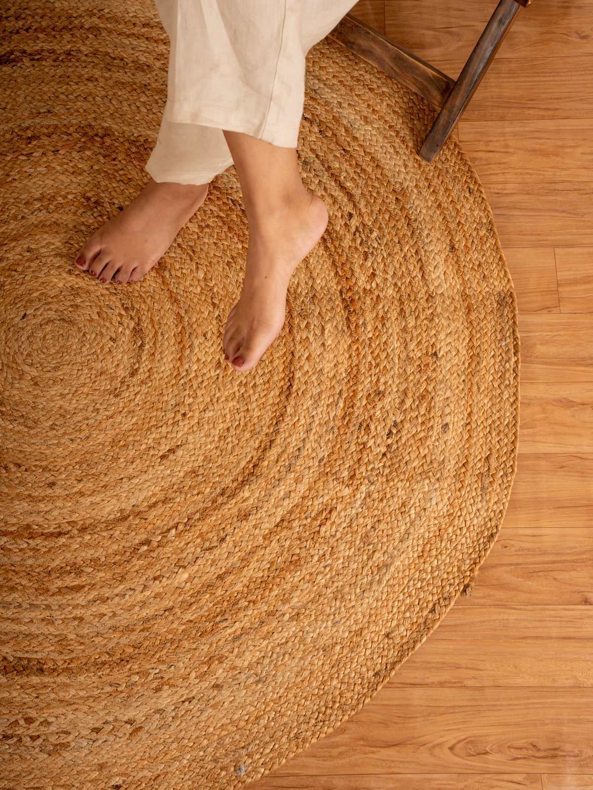 Natural Jute Floor Round Carpet - Ultra Large - 4x4