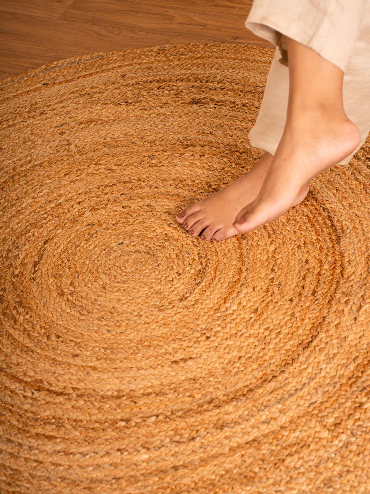 Natural Jute Floor Round Carpet - Ultra Large - 4x4