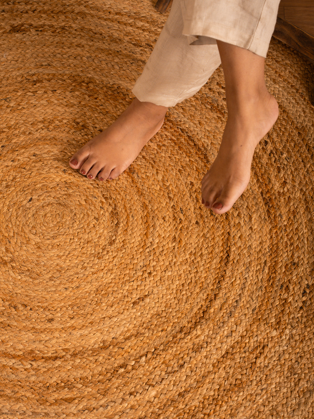 Natural Jute Floor Round Carpet - Ultra Large - 4x4