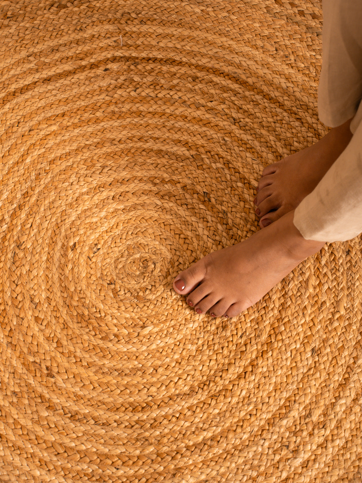 Natural Jute Floor Carpet- Lace Round Ultra Large - 4x4