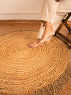 Natural Jute Floor Carpet- Lace Round Ultra Large - 4x4