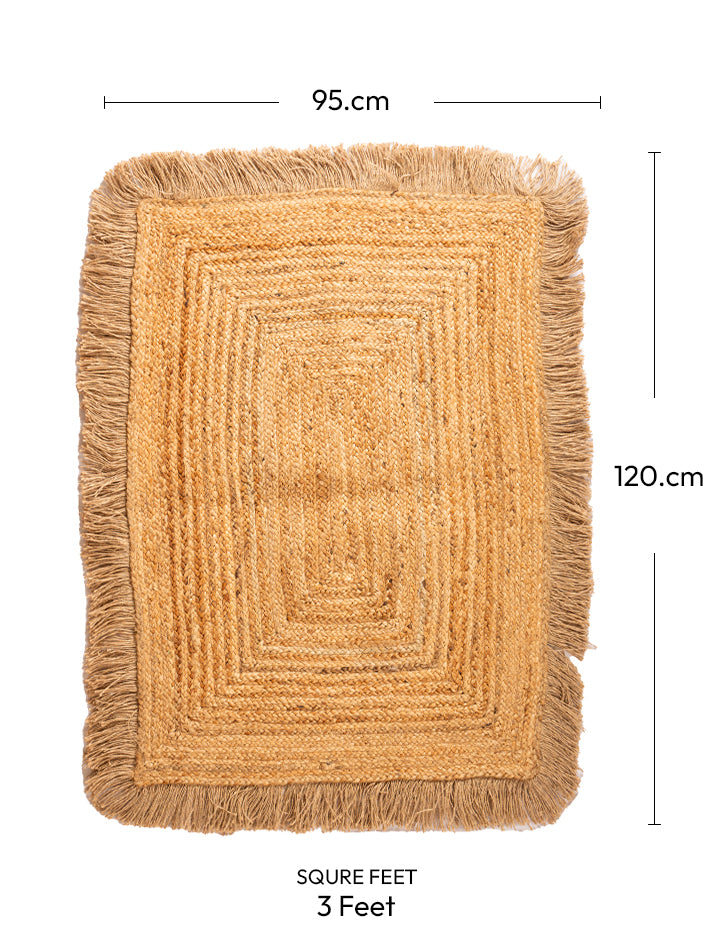 Natural Jute Floor Lace Rectangle Carpet- Ultra Large 4x3