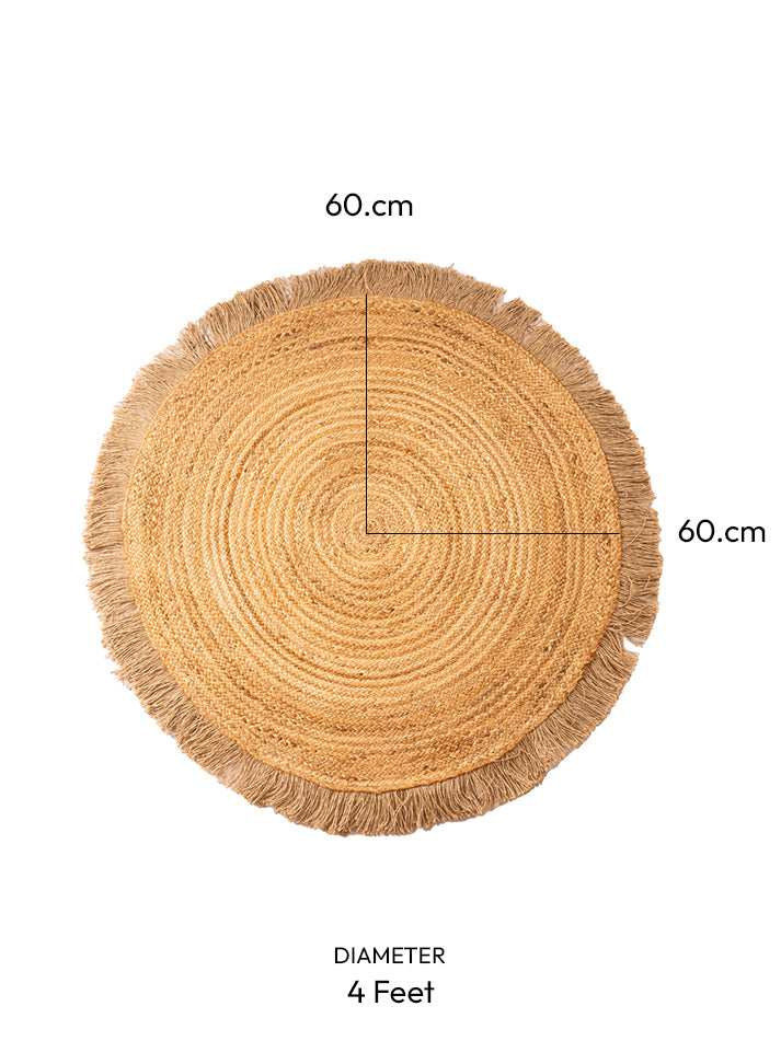 Natural Jute Floor Carpet- Lace Round Ultra Large - 4x4