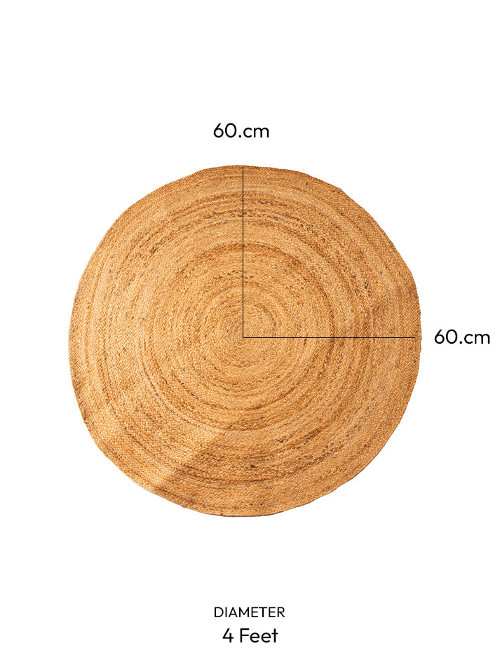 Natural Jute Floor Round Carpet - Ultra Large - 4x4